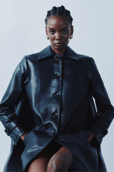 Black Sculptural Long Coat 1