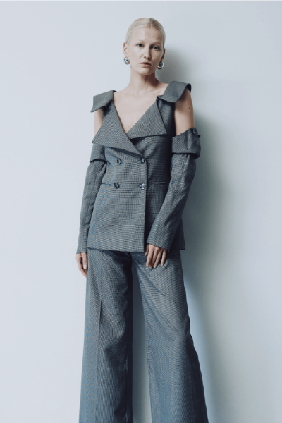 Deconstructed Cold-Shoulder Suit 1
